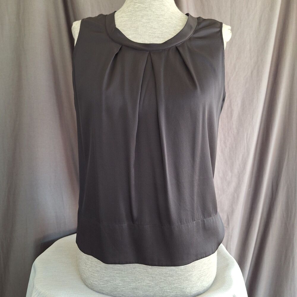 Talbots 8 Black Silk Sleeveless Blouse Minimalist Officecore Office Career Goth